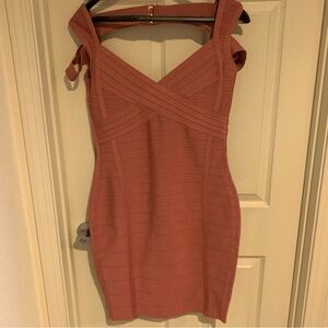 Elegant Pink Rose Bandage Dress